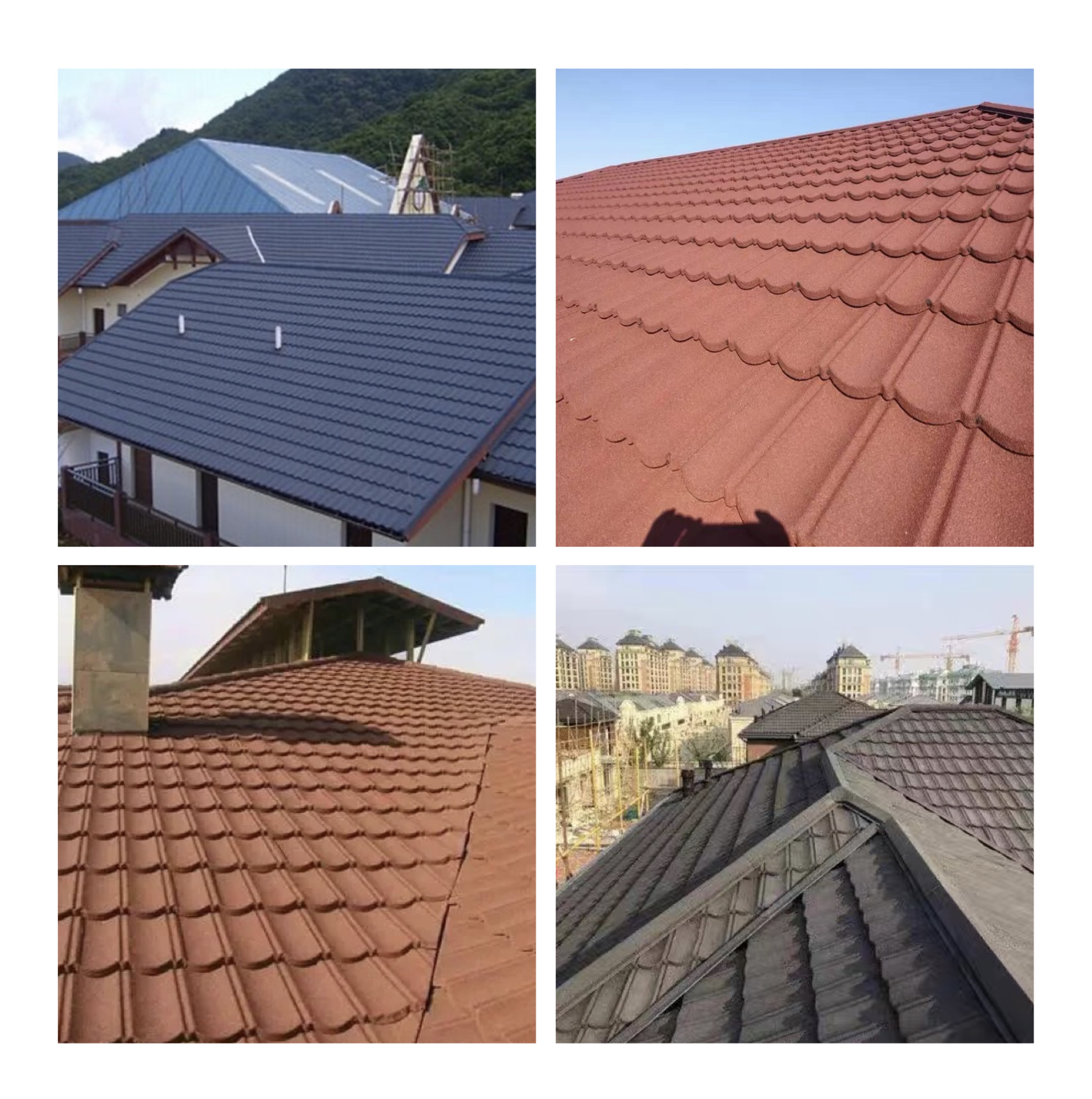 Aluminum Zinc Material 0.35mm 0.4mm 0.45mm 0.5mm Stone Coated Metal Bond Roofing Tile