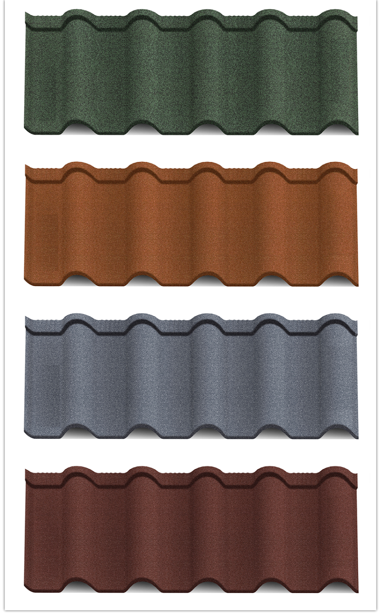 Europen Weather Resistance Stone Coated Roman Tile 1250 x 420mm Metal Roof for Villas